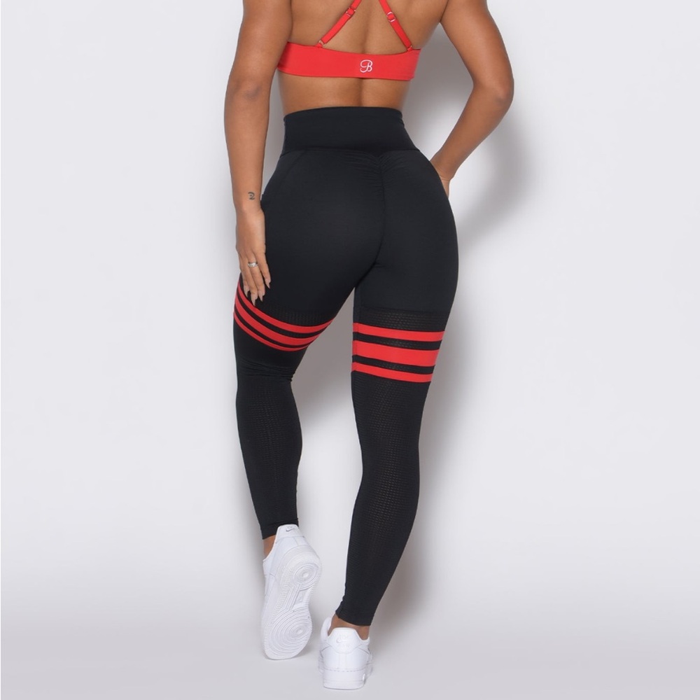 Bombshell Sportswear Black Leggings with Red Stripe Detail - Picture 3 of 6